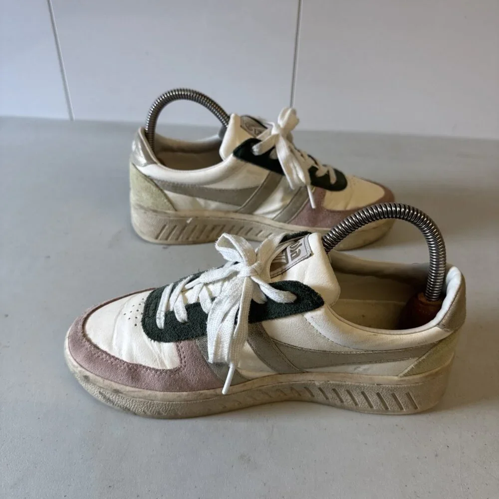 Gola Grandslam‎ Quadrant Laceup Sneakers Size 7 Pink Green Gold Athleisure